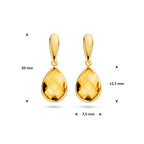 oorhangers citrien 20 mm 14K geelgoud
