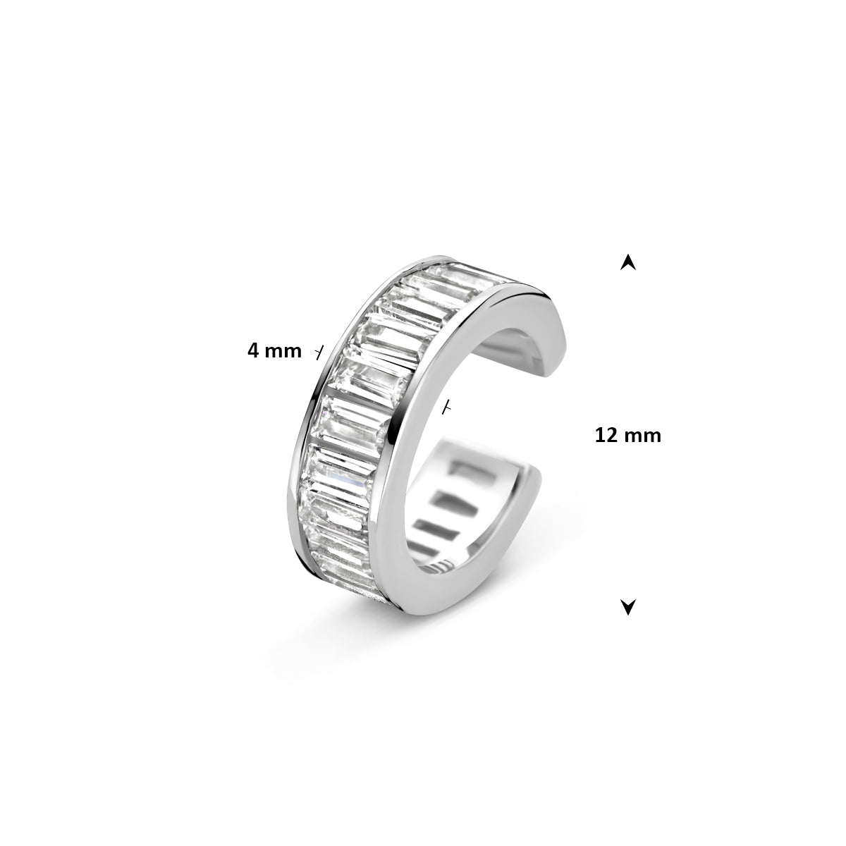 ear cuff zirkonia 12 mm zilver gerhodineerd