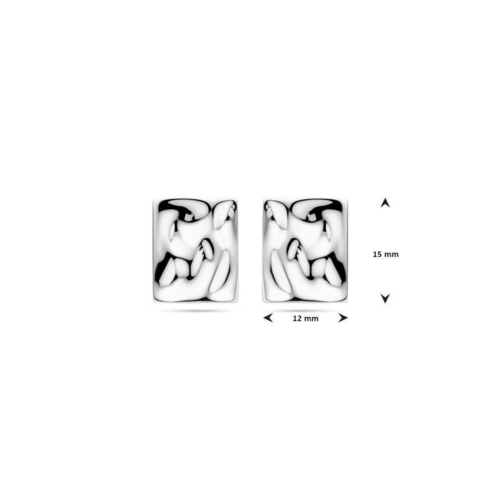 Ohrstecker gehämmert 15 mm Silber rhodiniert