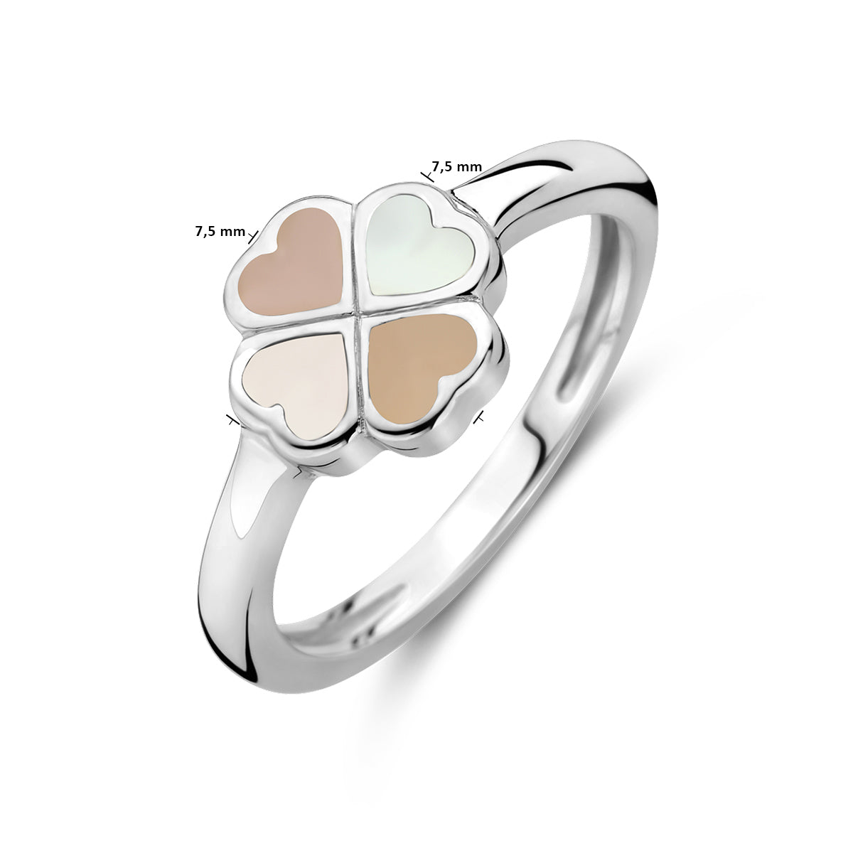 Ring Kleeblatt Perlmutt Silber rhodiniert