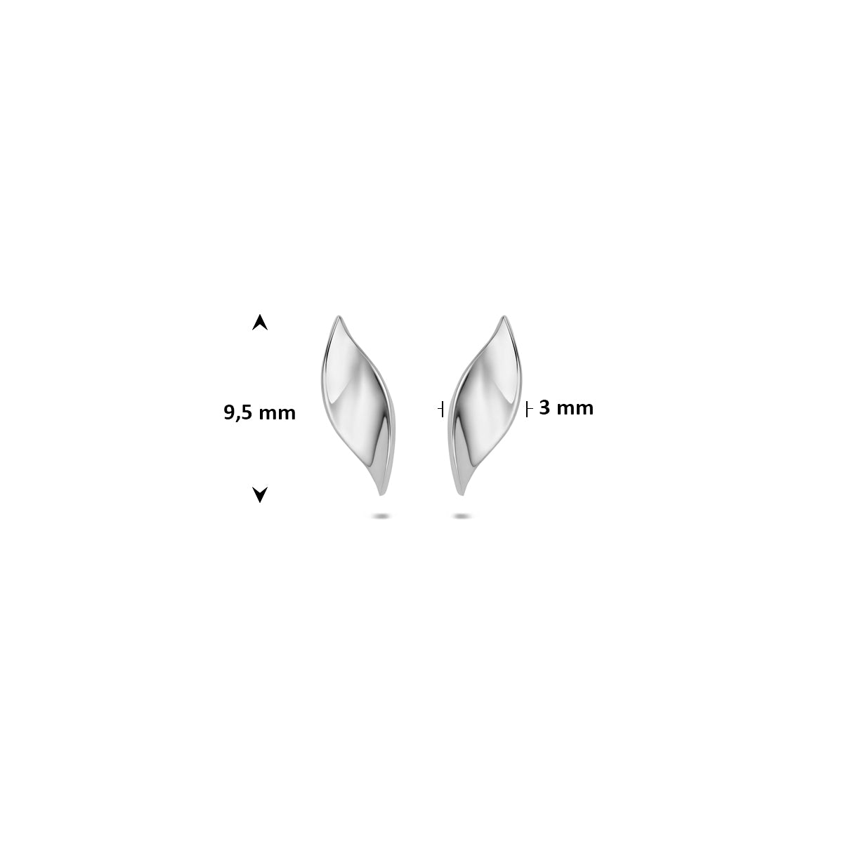 oorknoppen 9,5 mm zilver gerhodineerd