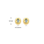 9k oorknoppen blauw topaas 6,5 mm 9K geel