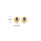 9k oorknoppen amethist 6,5 mm 9K geel