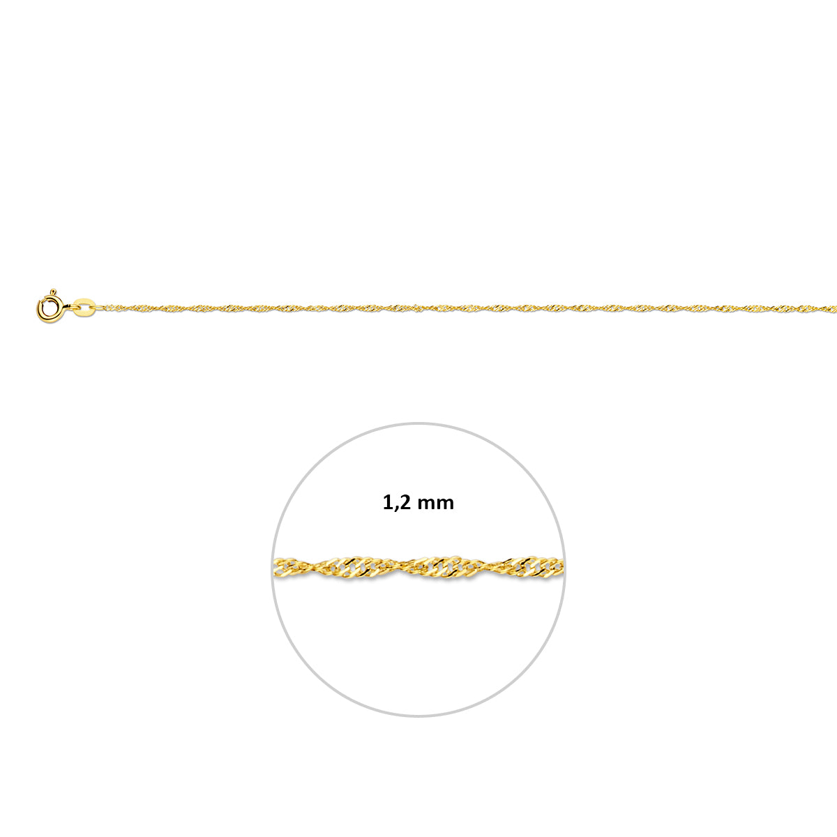 singapore 1,2 mm 14K geelgoud