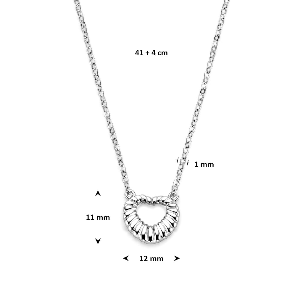 Halskette Herz 41 + 4 cm Silber rhodiniert