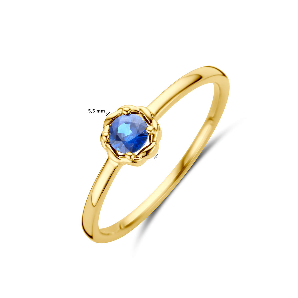 ring saffier 14K geelgoud