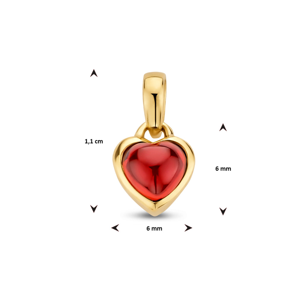 hanger hart granaat 14K geelgoud