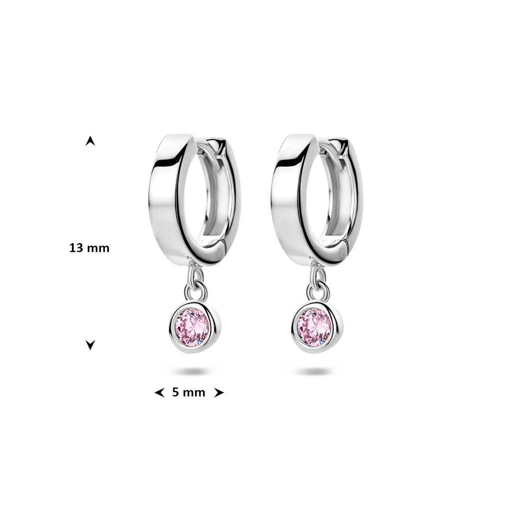 Klappohrringe Zirkonia 13 mm rhodiniertes Silber