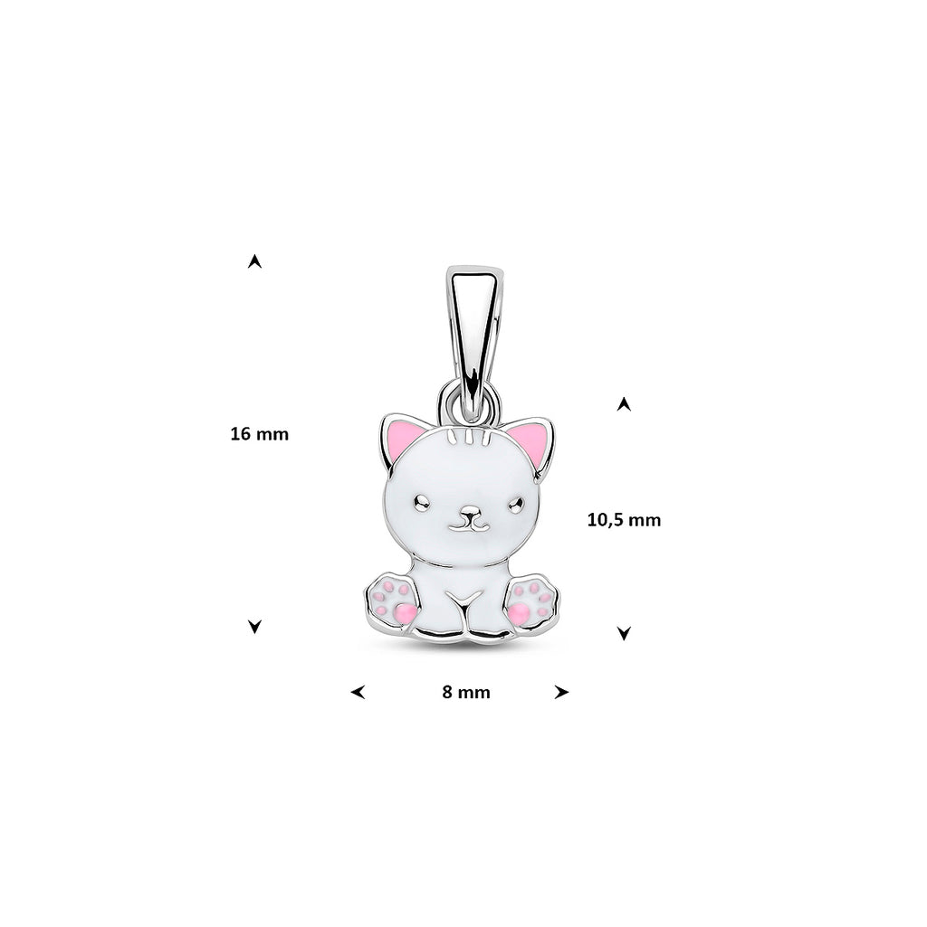 Anhänger Emaille Katze 16 mm rhodiniert Silber