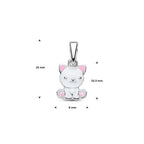 Anhänger Emaille Katze 16 mm rhodiniert Silber