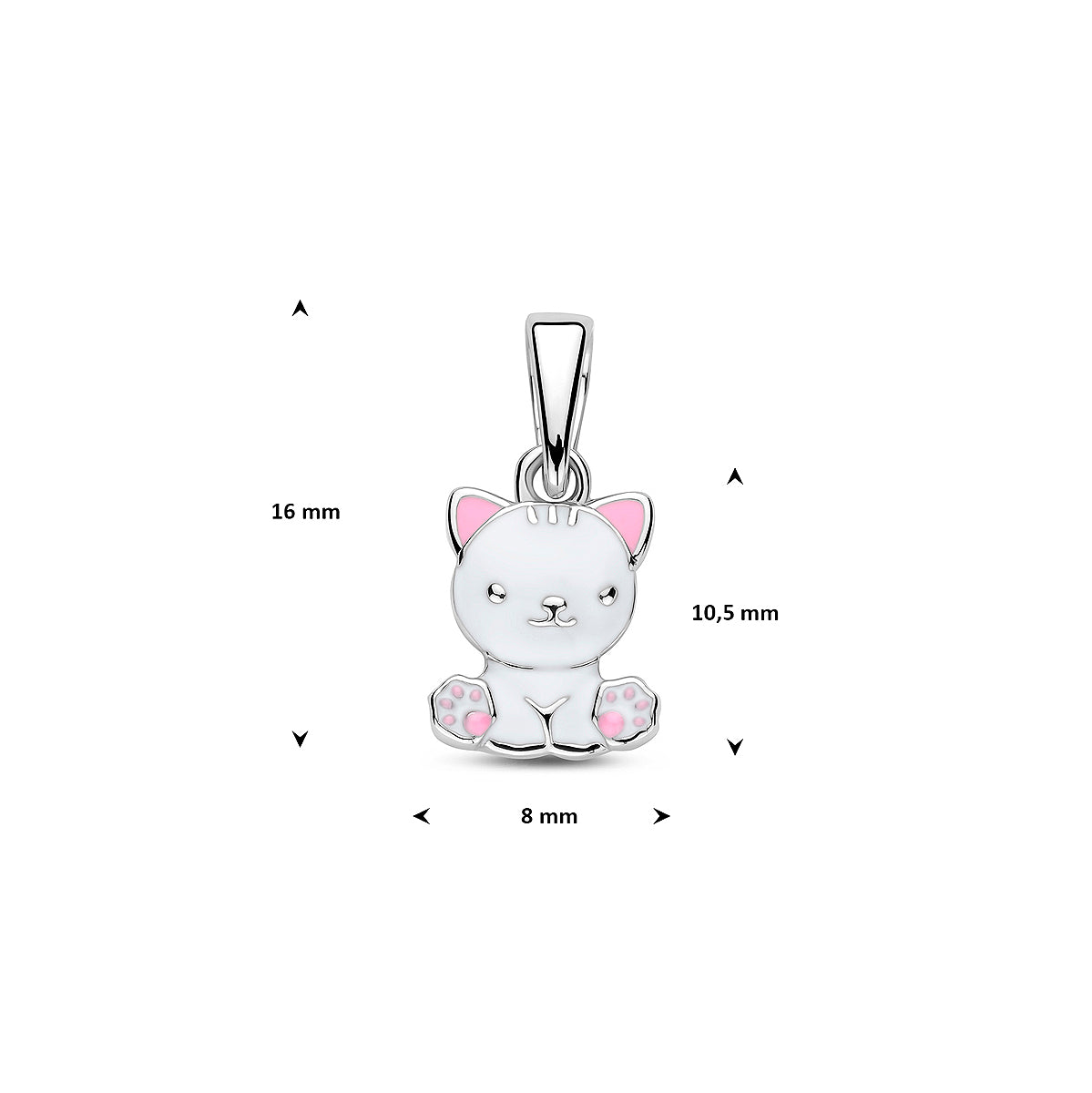 Anhänger Emaille Katze 16 mm rhodiniert Silber