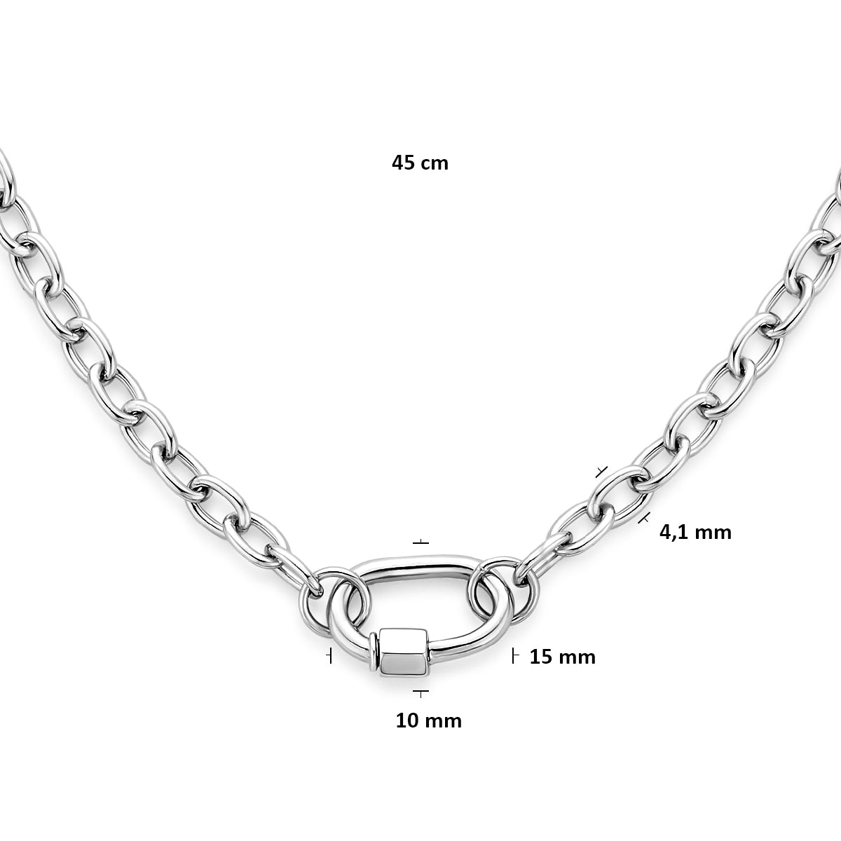 collier met connector 4,1 mm 45 cm zilver gerhodineerd