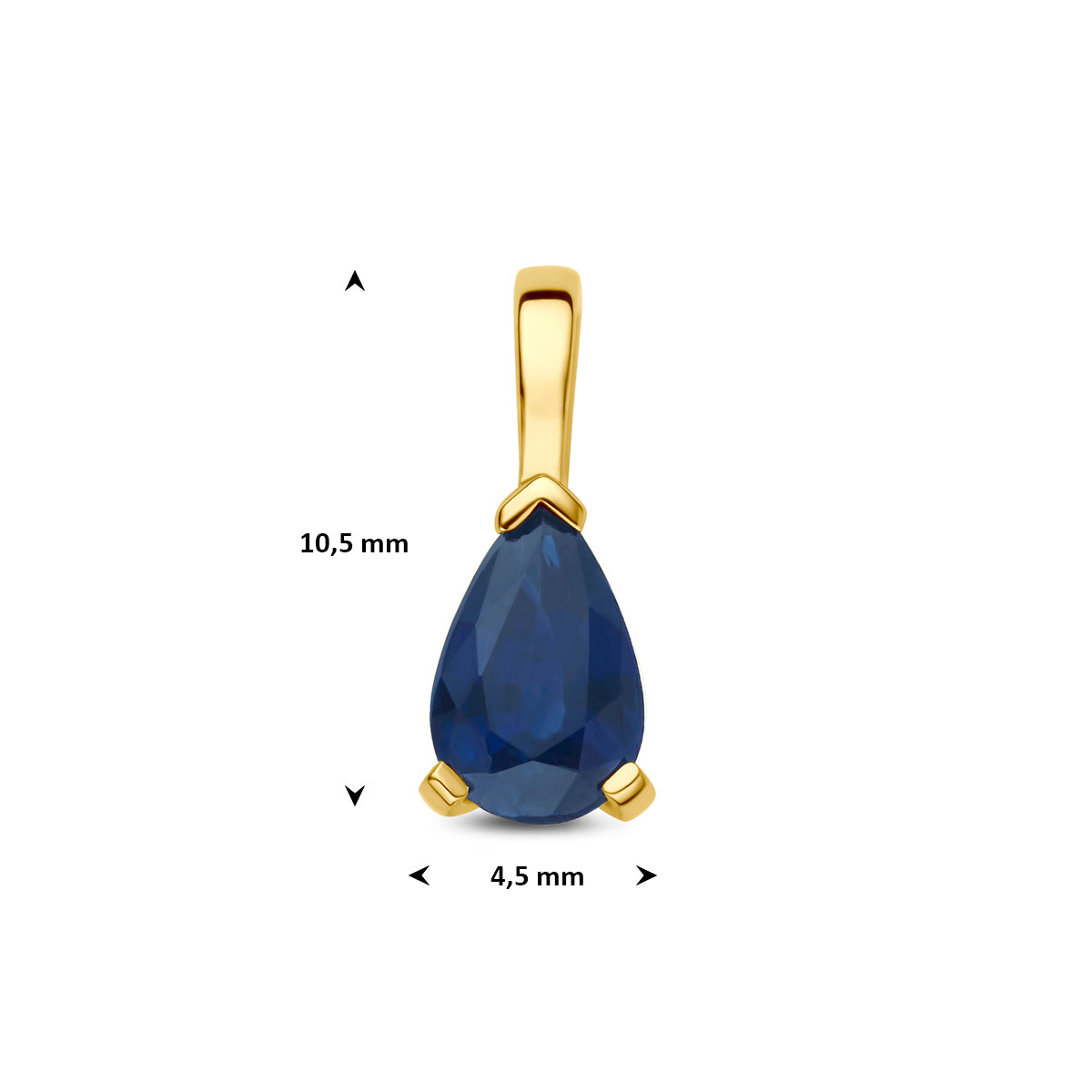 hanger saffier 10,5 mm 14K geelgoud