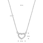 Halskette Herz Zirkonia 40 + 4 cm Silber rhodiniert