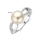 Ring Perle und Zirkonia Silber rhodiniert
