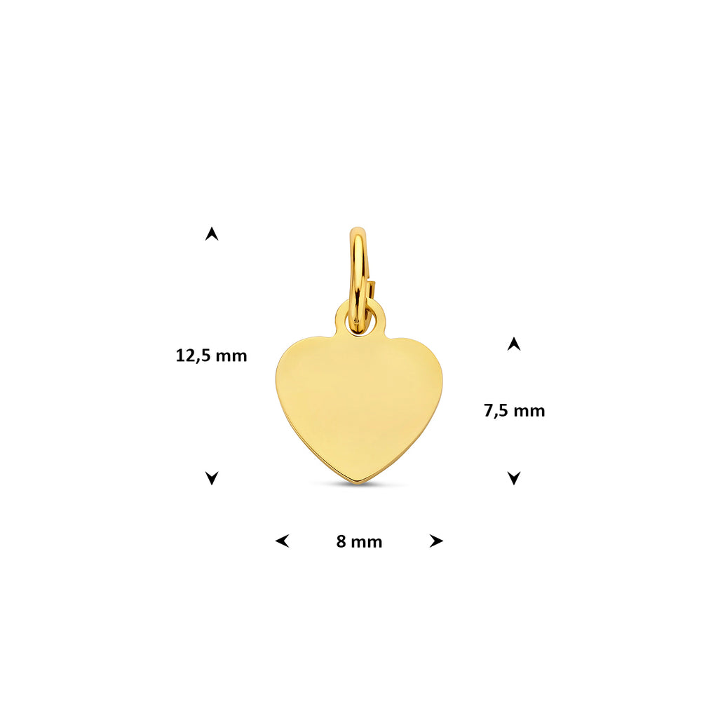 9k graveerhanger hartje 7,5 mm 9K geel