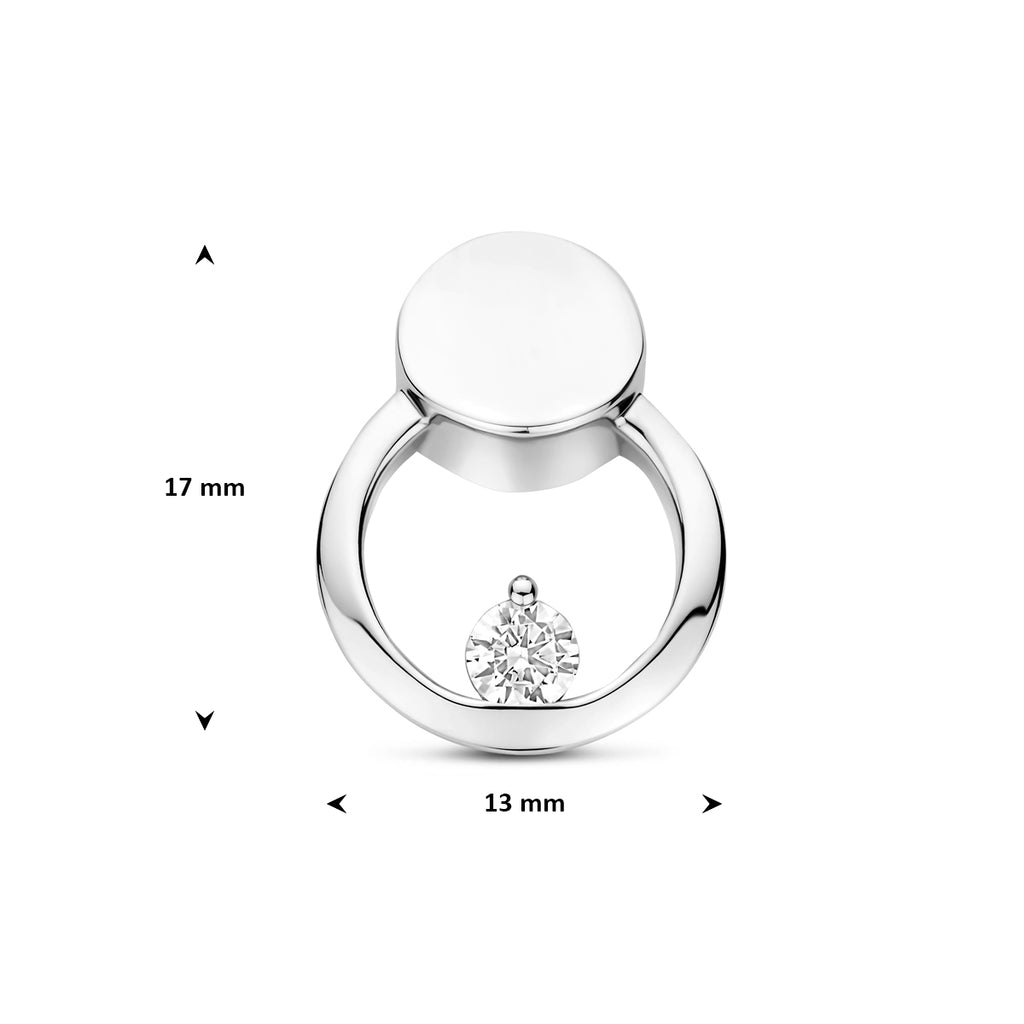 Anhänger Zirkonia poliert/matt 17 mm Silber rhodiniert