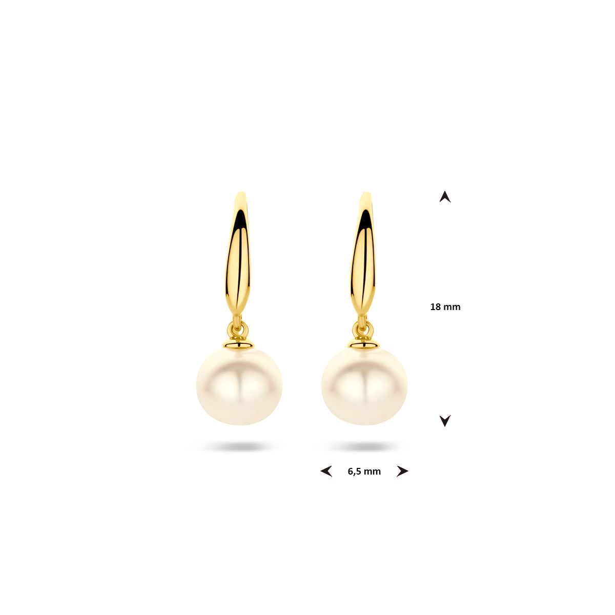 9k oorhangers parel franse haak 18 mm 9K geel