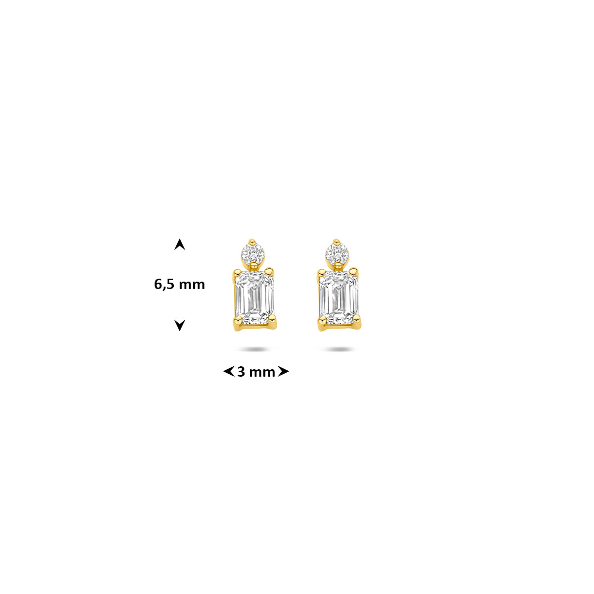 oorknoppen lab grown diamant 0.32ct (2x 0.16ct) g vs 6,5 mm 14K geelgoud