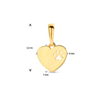 Gravuranhänger Herz Hundepfote 14K Gelbgold
