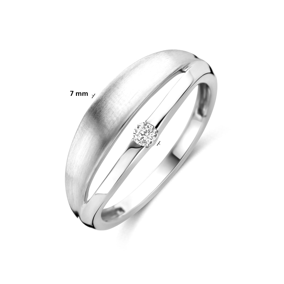 ring zirkonia poli/mat zilver gerhodineerd