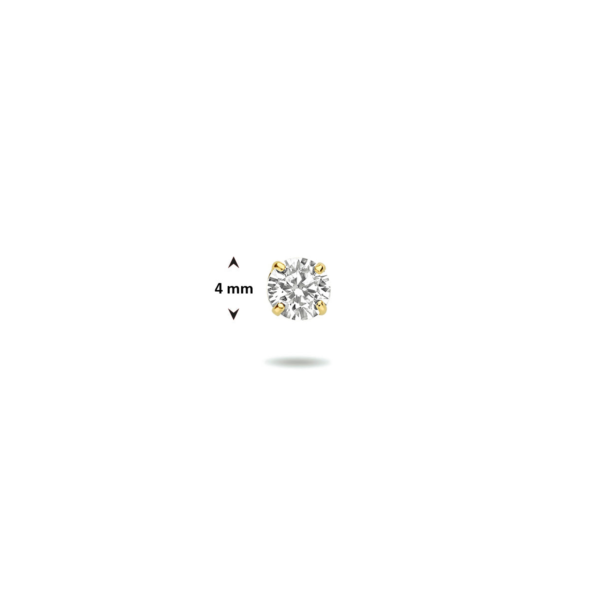 oorknop zirkonia 4 mm per stuk 14K geelgoud
