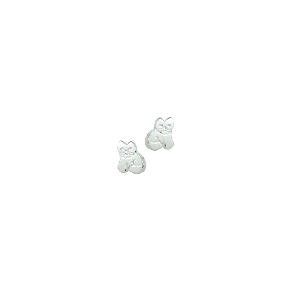 Ohrstecker Katze silber weiß