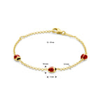 armband emaille lieveheersbeestje 11 - 13 cm 14K geelgoud