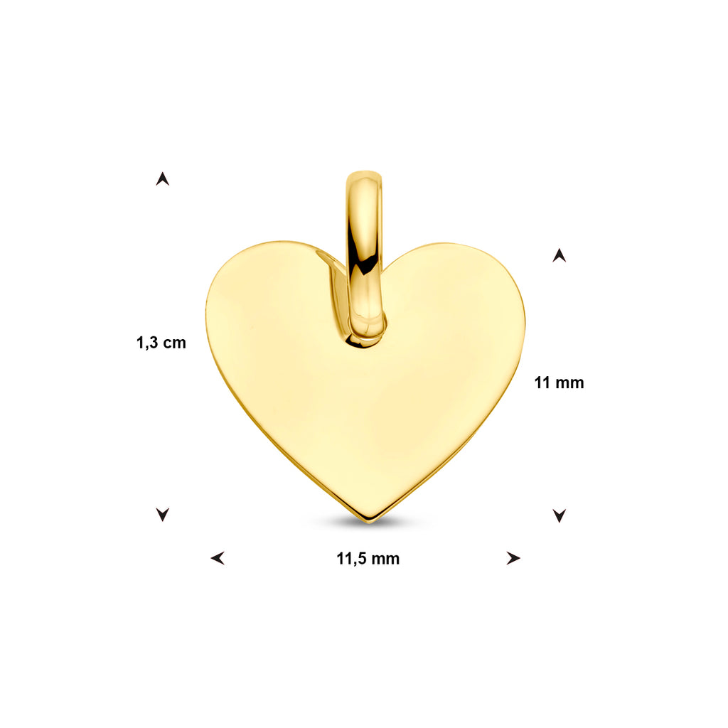 9k graveerhanger hart 13 mm 9K geel
