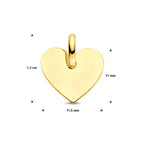 9k graveerhanger hart 13 mm 9K geel