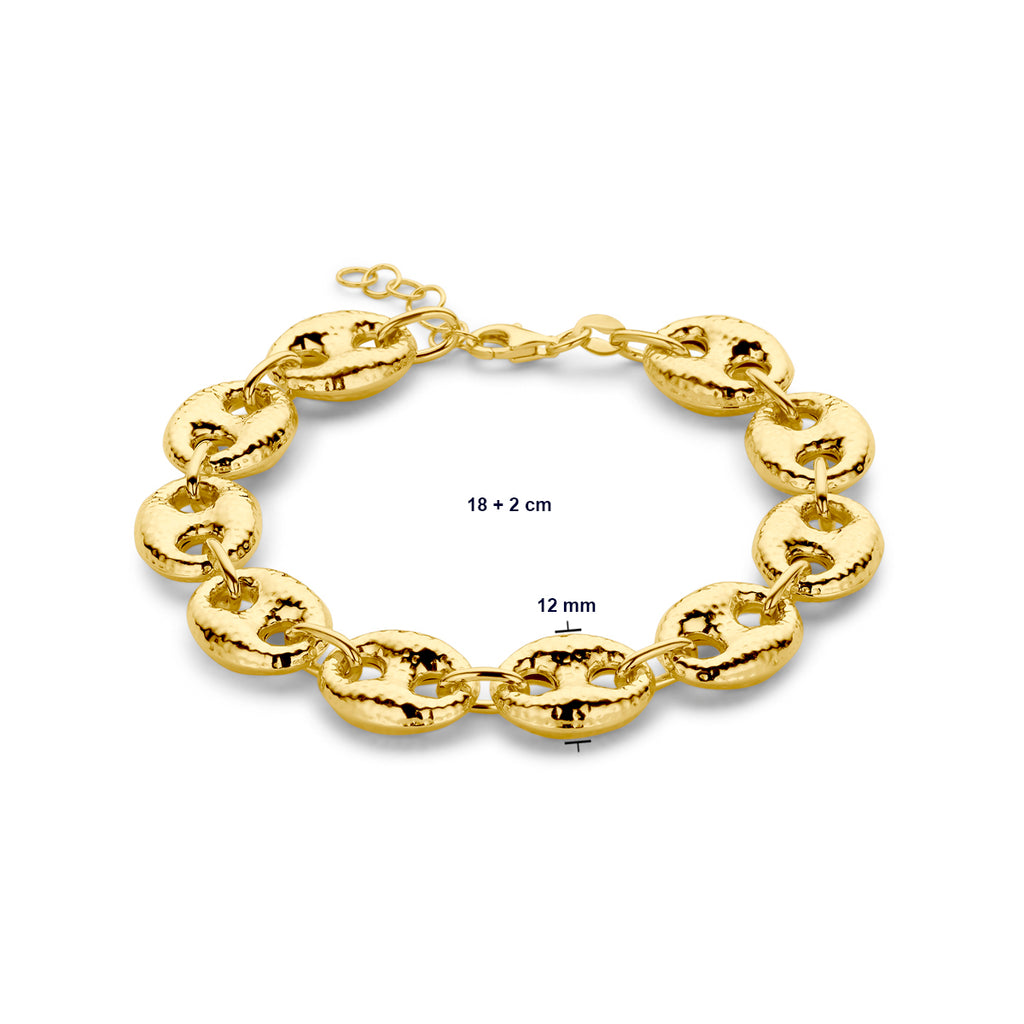 Armband 12 mm 18 + 2 cm 3 Mikron Silber vergoldet (gelb)