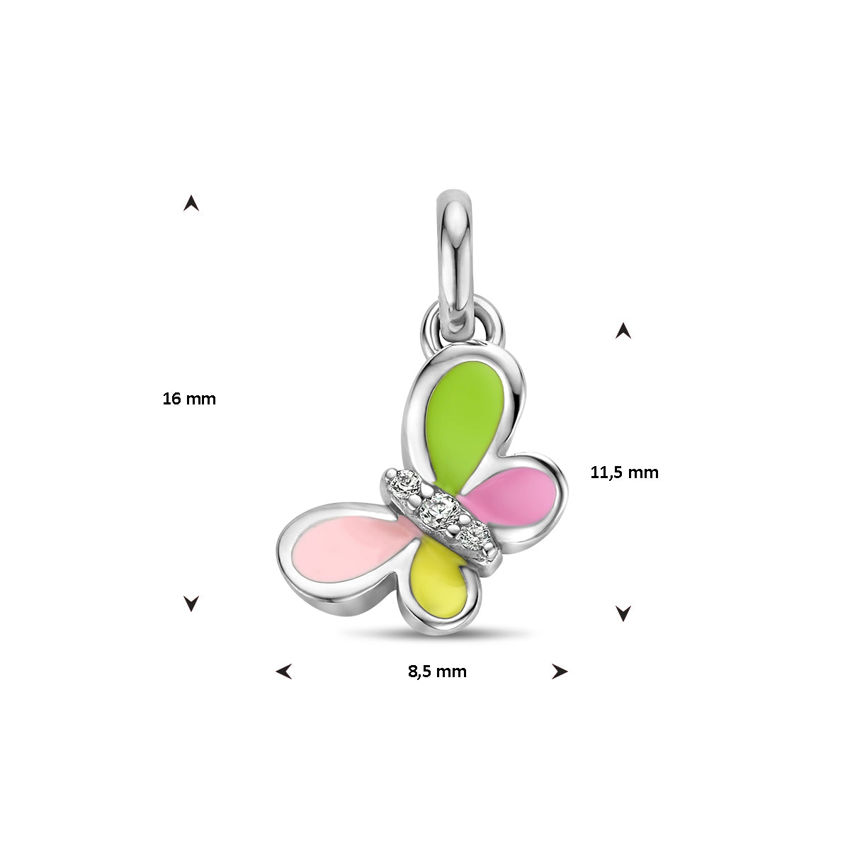 Anhänger Schmetterling Zirkonia Emaille Silber rhodiniert