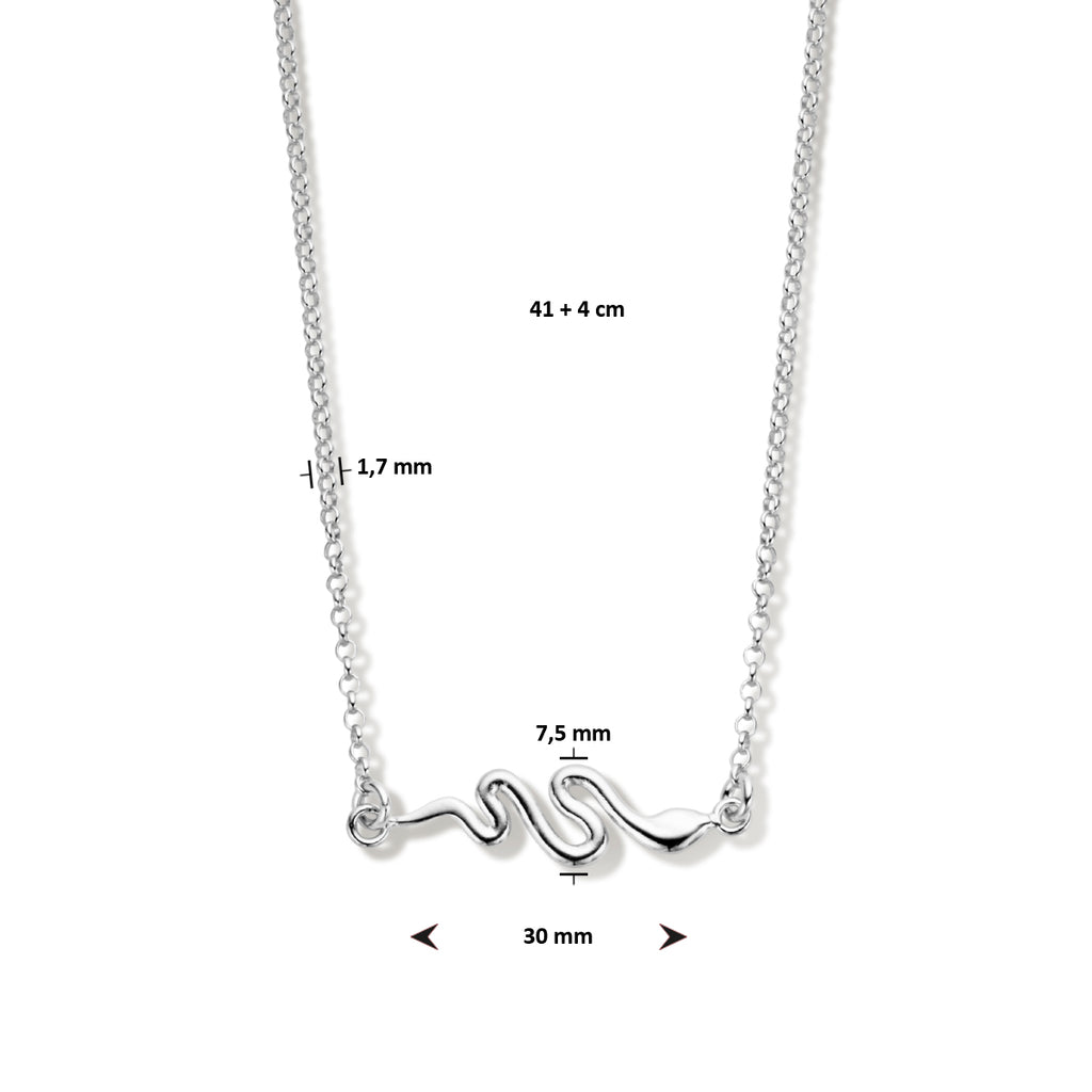 Halskette Schlange 41 + 4 cm Silber rhodiniert