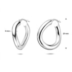 oorringen 23 mm zilver gerhodineerd