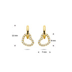 oorhangers hartje zirkonia 12 mm 14K geelgoud