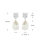Ohrhänger Perle und Zirkonia 19,5 mm Silber rhodiniert