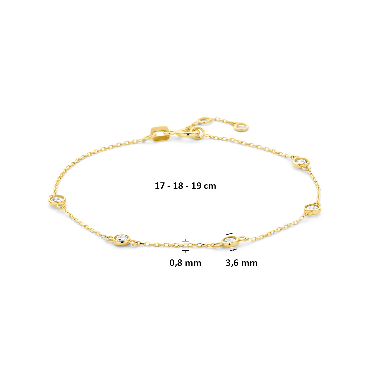 Armband Zirkonia 17 - 18 - 19 cm 14K Gelbgold