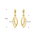 9k oorhangers zirkonia 18 mm 9K geel