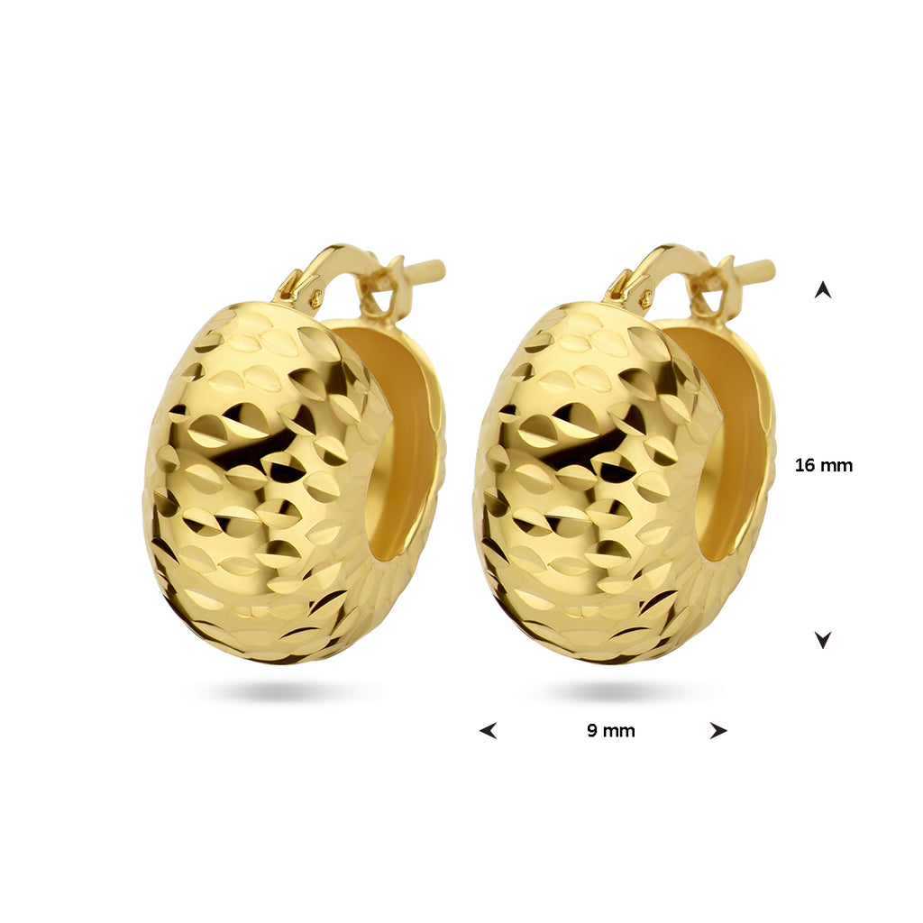 oorringen gediamanteerd 1 micron zilver verguld (geel)