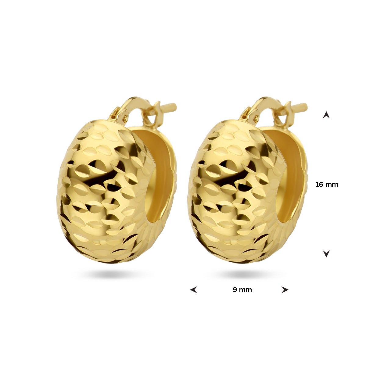 oorringen gediamanteerd 1 micron zilver verguld (geel)