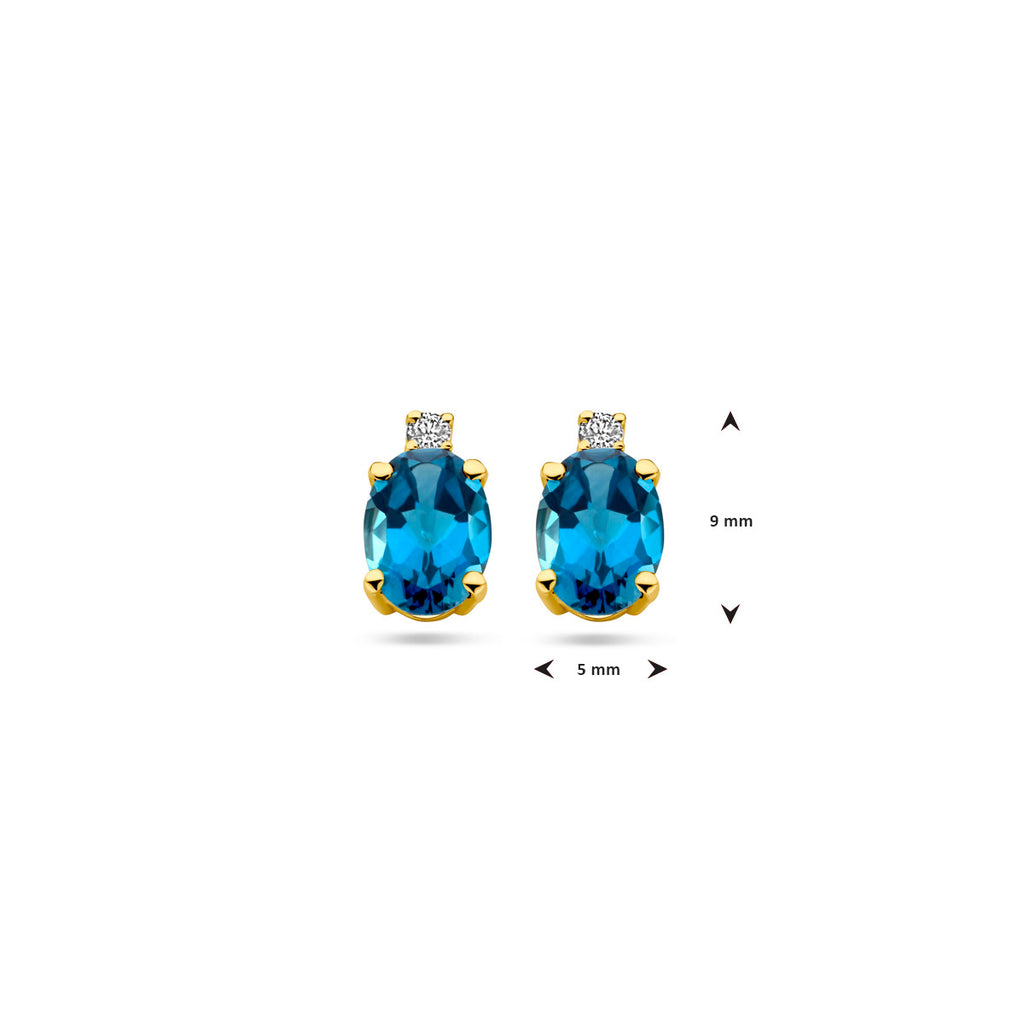 Ohrstecker London Blue Topas und Diamant 0,04 ct (2x 0,02 ct) H SI 14 K Gelbgold