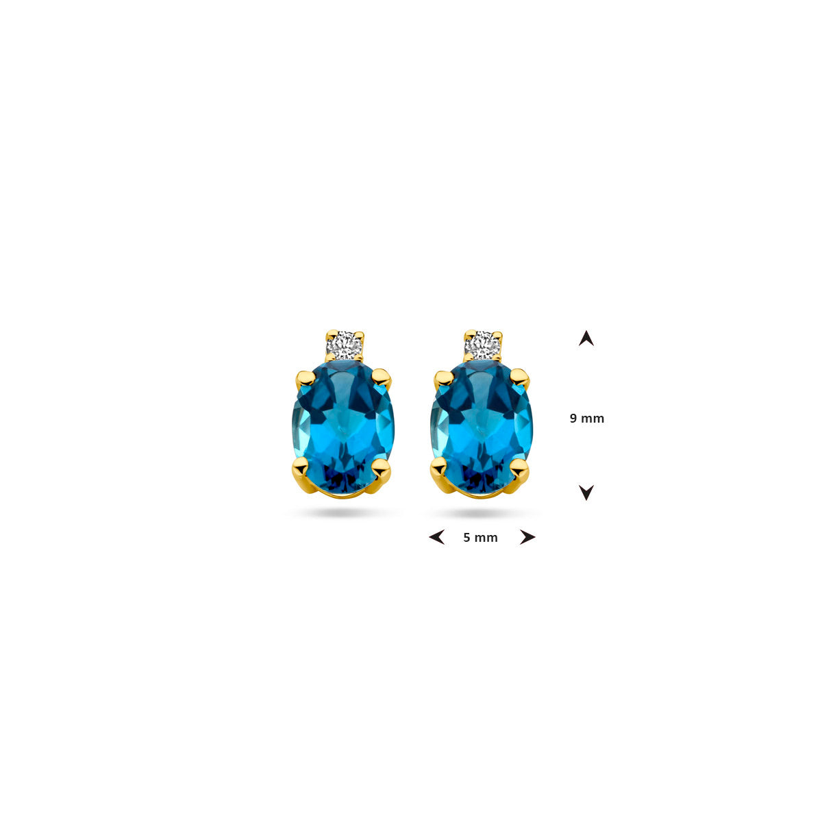 Ohrstecker London Blue Topas und Diamant 0,04 ct (2x 0,02 ct) H SI 14 K Gelbgold