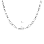 Halskette Büroklammer Vierkantrohr 5,0 mm 45 cm Silber rhodiniert
