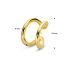 ear cuff 12 mm 1 micron zilver verguld (geel)