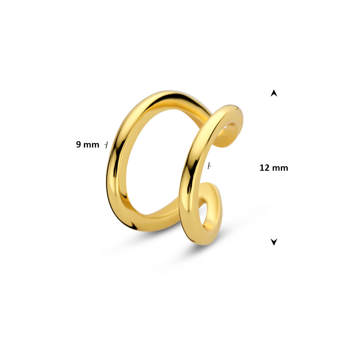 ear cuff 12 mm 1 micron zilver verguld (geel)