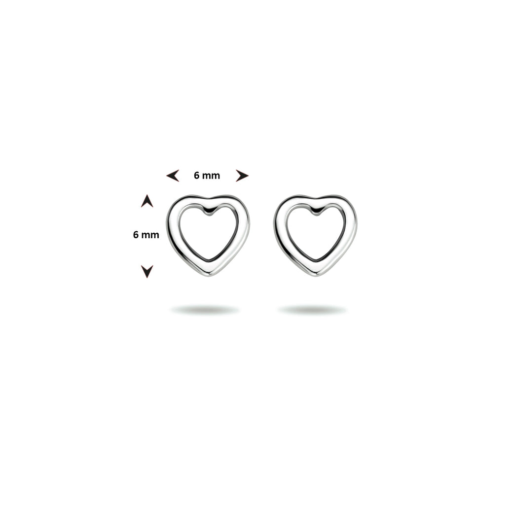 oorknoppen hart zilver gerhodineerd