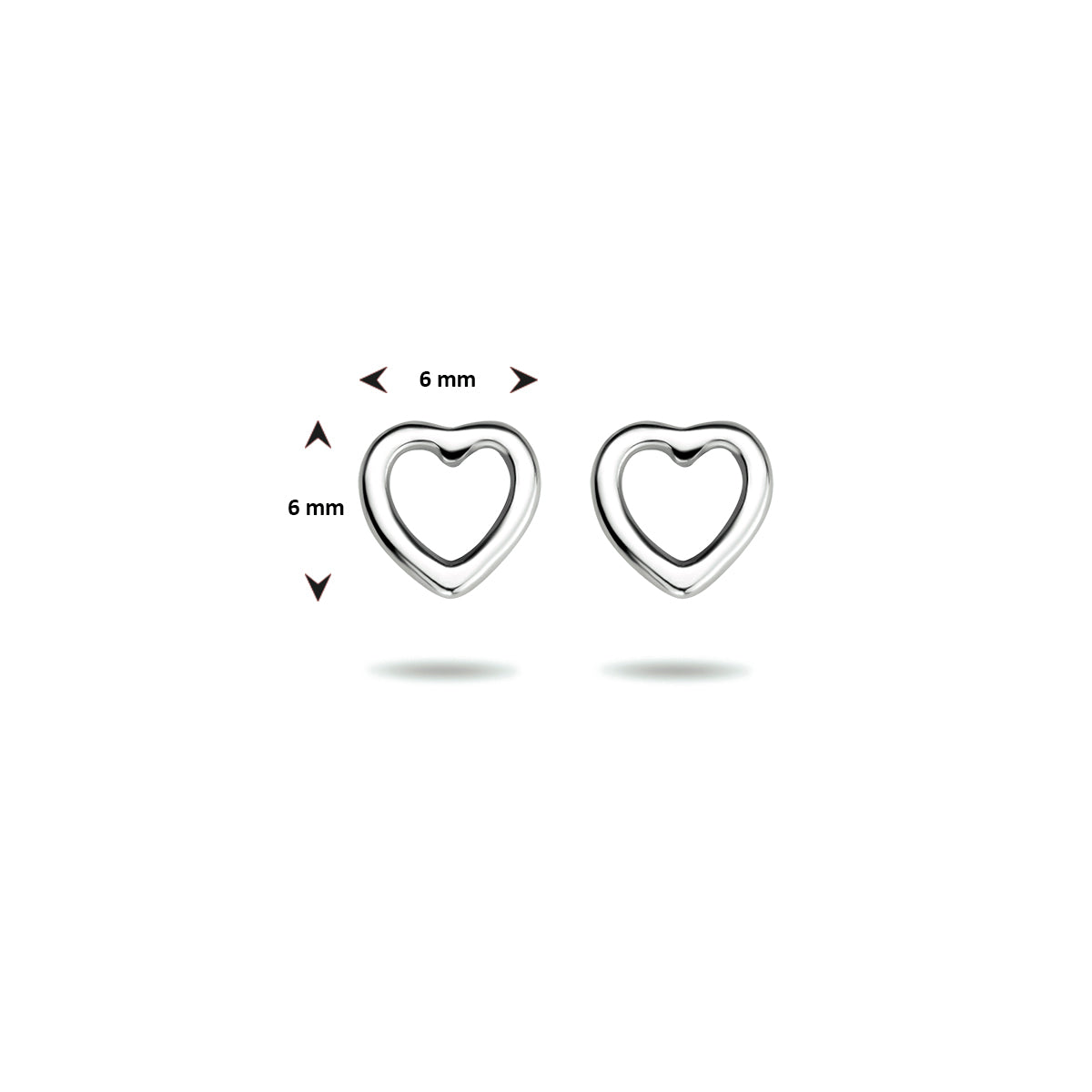 oorknoppen hart zilver gerhodineerd