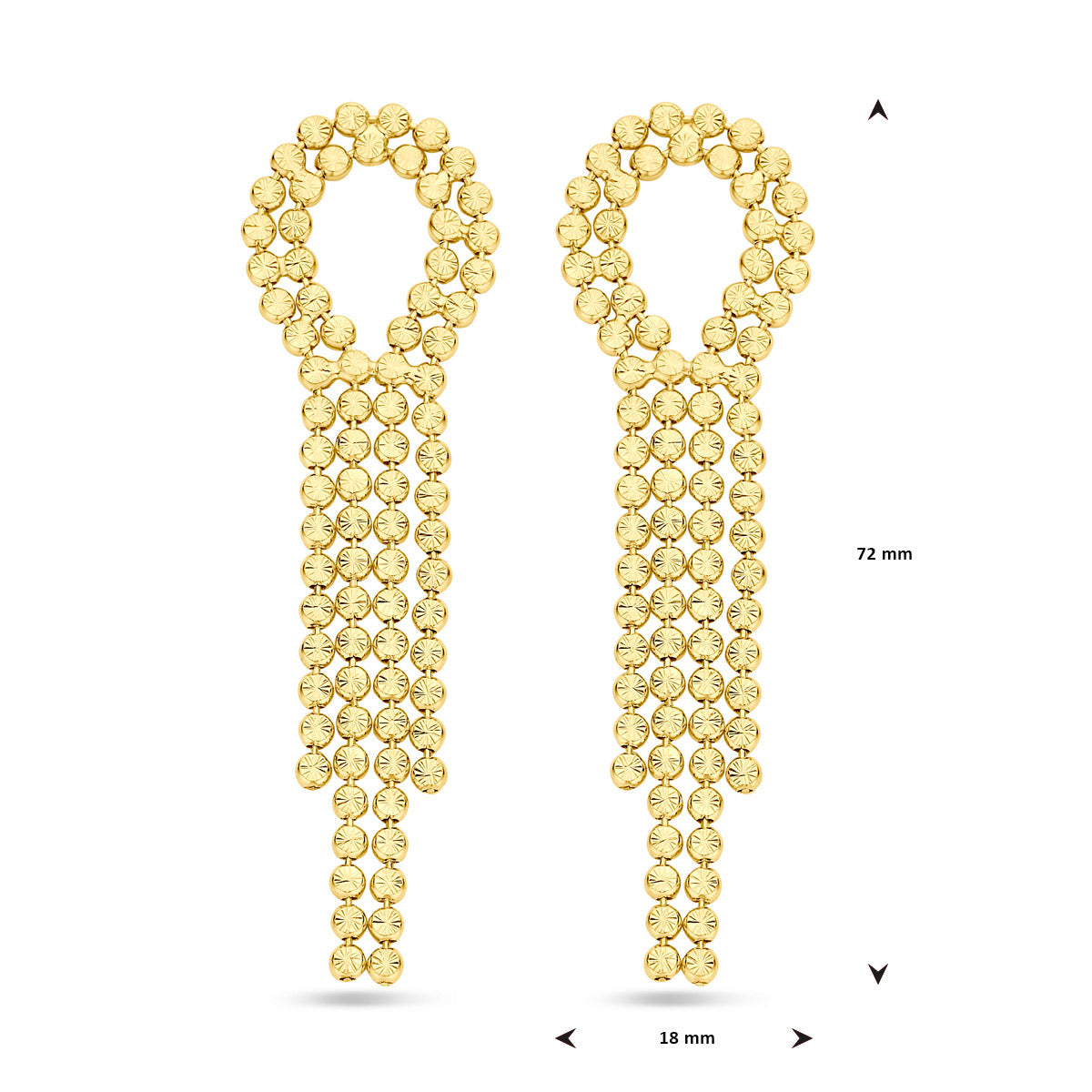 Ohrringe diamantiert 72 mm 1 Mikron Silber vergoldet (gelb)
