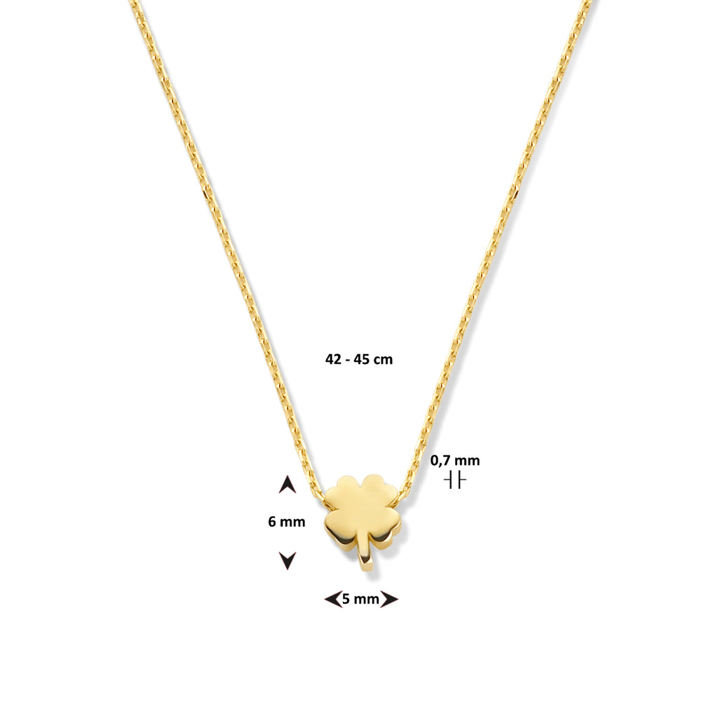 Kleeblatt-Halskette 0,7 mm 42 - 45 cm 14K Gelbgold