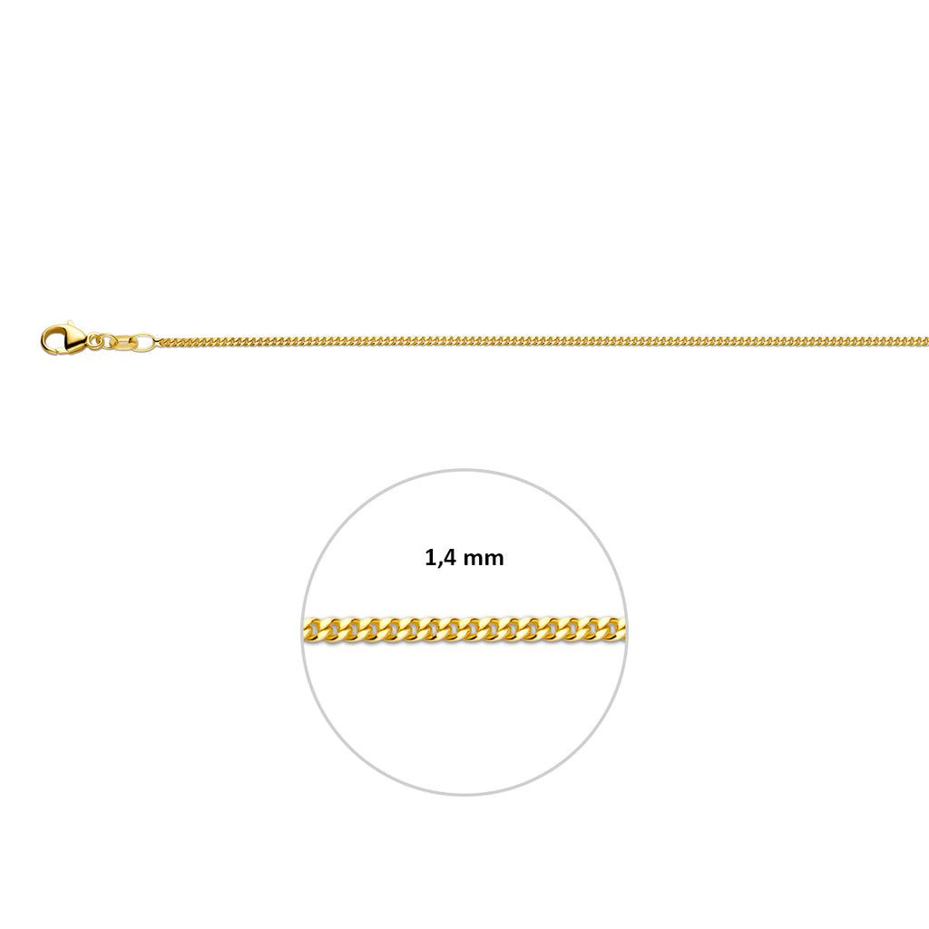 Klassische Panzerkette, 1,4 mm, 14K Gelbgold